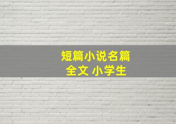 短篇小说名篇 全文 小学生